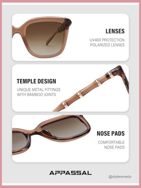 Retro Chunky Square Polarized Sunglasses with Bamboo Temple Design